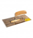 Stainless steel notched trowel with wooden handle LT06726